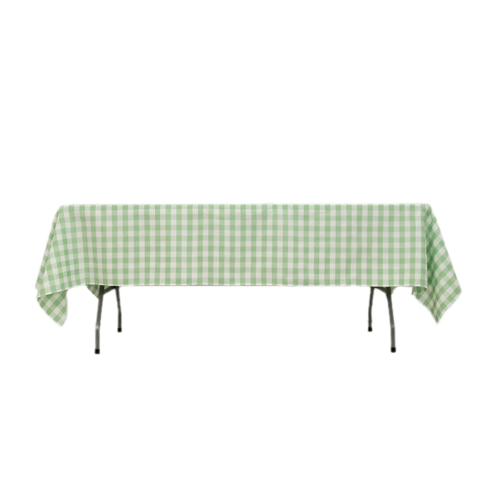 Polyester Rectangle Tablecloth 60"x102" White/Sage Green Checkered Buffalo Plaid Table Cover - Image 7