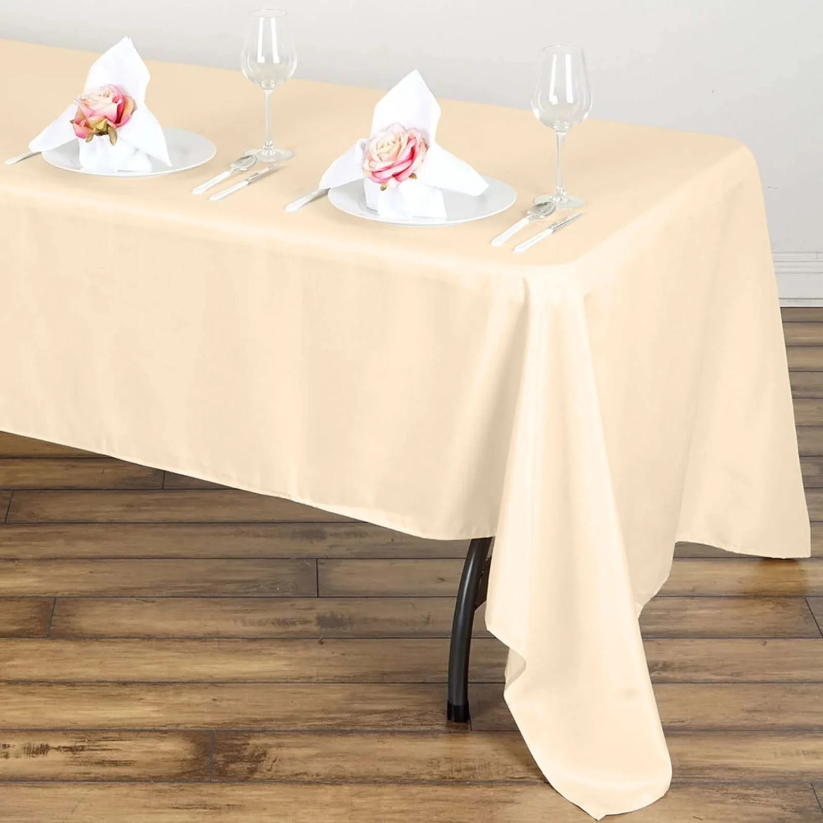 Polyester Rectangle Tablecloth 60"x126" Beige - Durable & Wrinkle-Resistant Table Cover - Image 2