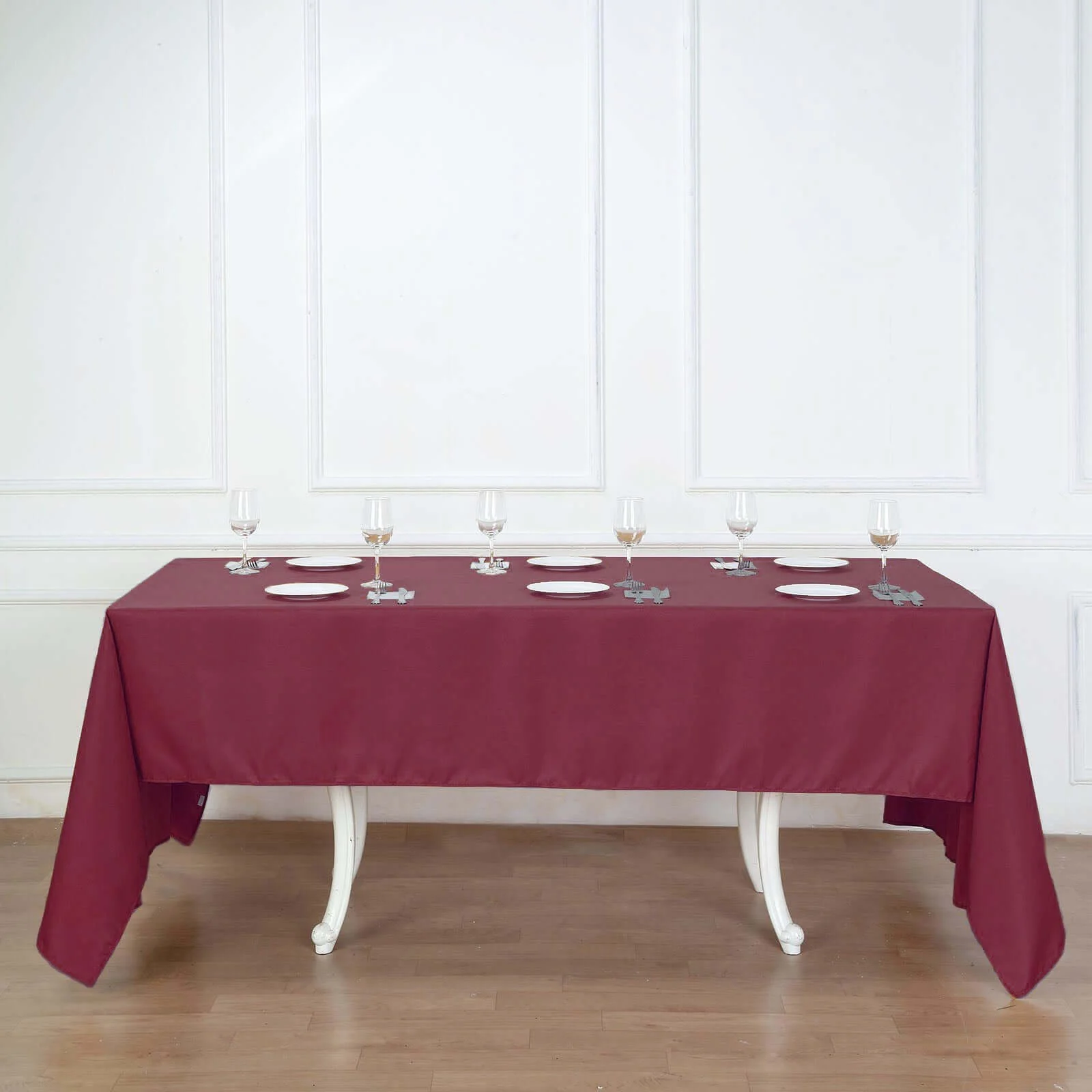 Polyester Rectangle Tablecloth 60"x126" Burgundy - Durable & Wrinkle-Resistant Table Cover - Image 4