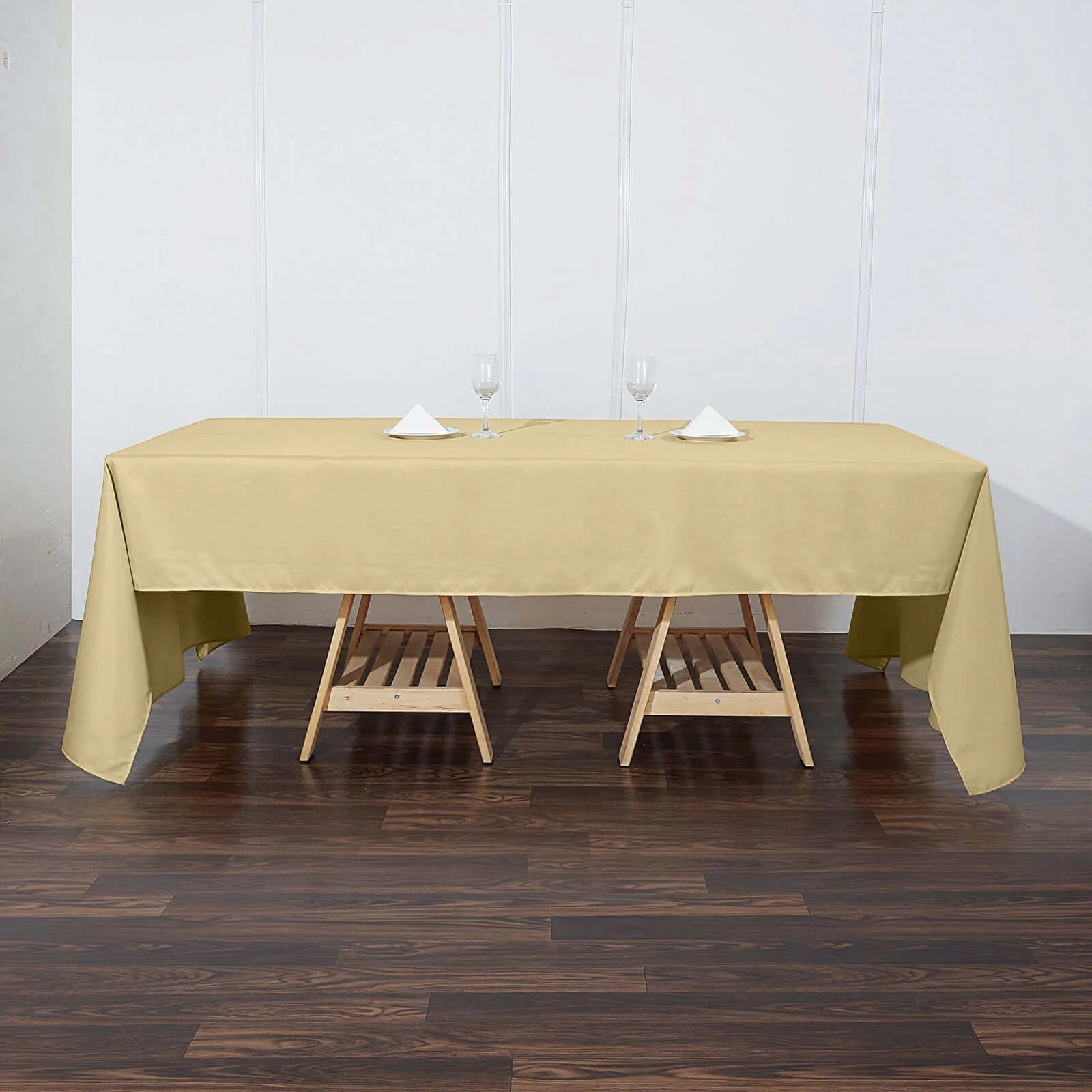 Polyester Rectangle Tablecloth 60"x126" Champagne - Durable & Wrinkle-Resistant Table Cover