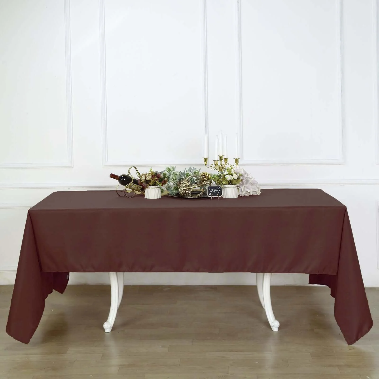 Polyester Rectangle Tablecloth 60"x126" Chocolate - Durable & Wrinkle-Resistant Table Cover - Image 2