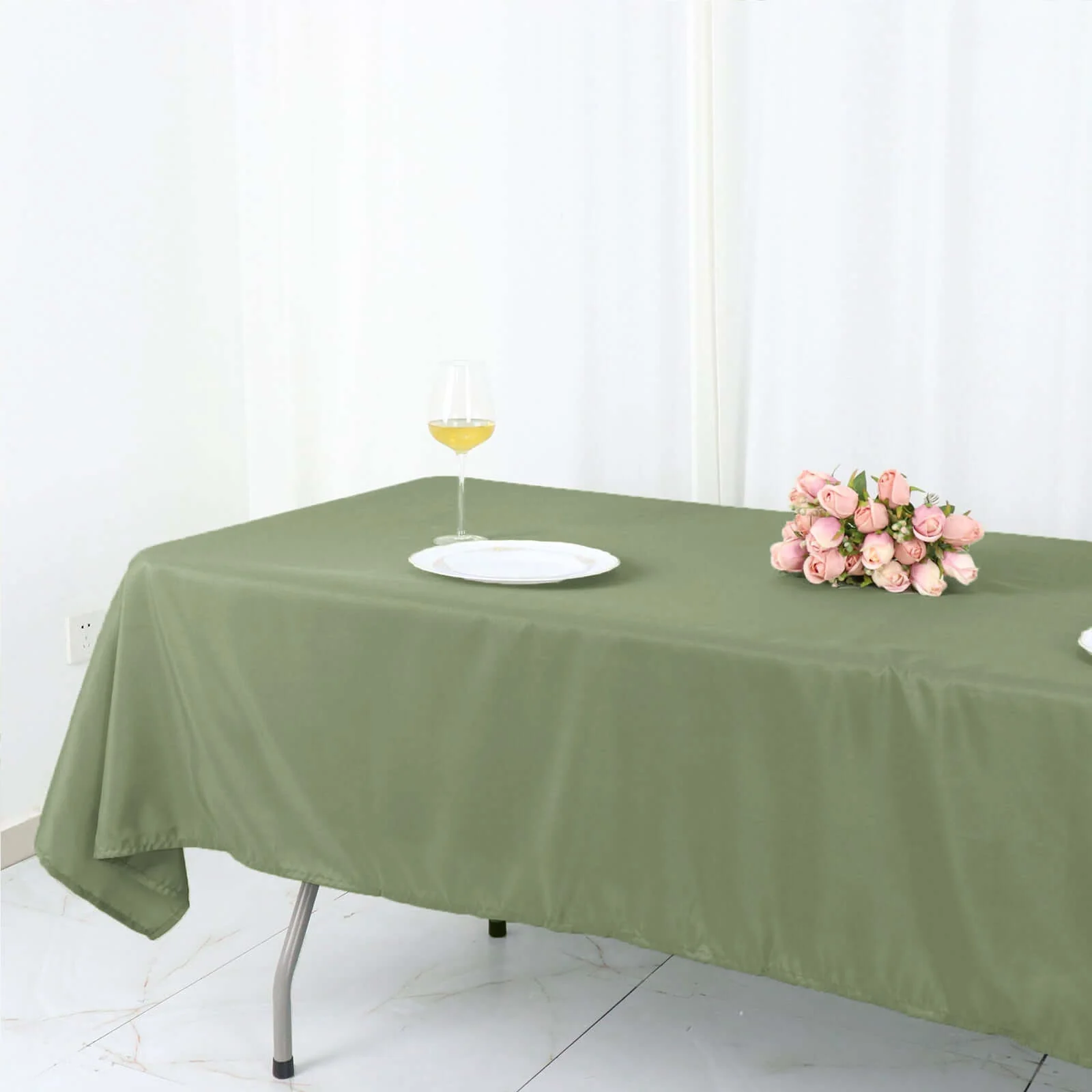 Polyester Rectangle Tablecloth 60"x126" Dusty Sage Green - Durable & Wrinkle-Resistant Table Cover - Image 6