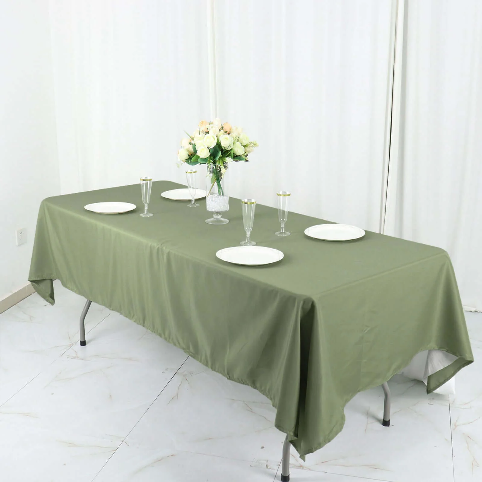 Polyester Rectangle Tablecloth 60"x126" Dusty Sage Green - Durable & Wrinkle-Resistant Table Cover - Image 7