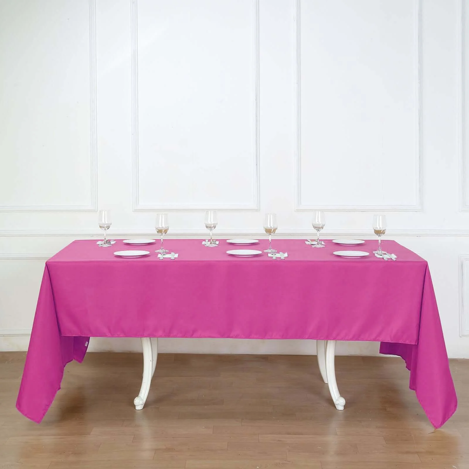 Polyester Rectangle Tablecloth 60"x126" Fuchsia - Durable & Wrinkle-Resistant Table Cover - Image 7