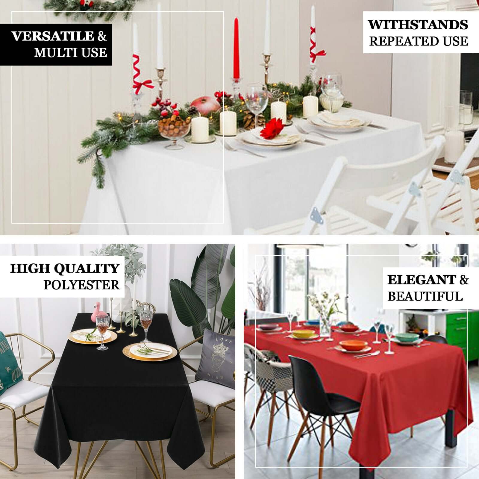 Polyester Rectangle Tablecloth 60"x126" Gold - Durable and Wrinkle-Resistant Table Cover for Weddings & Events - Image 3