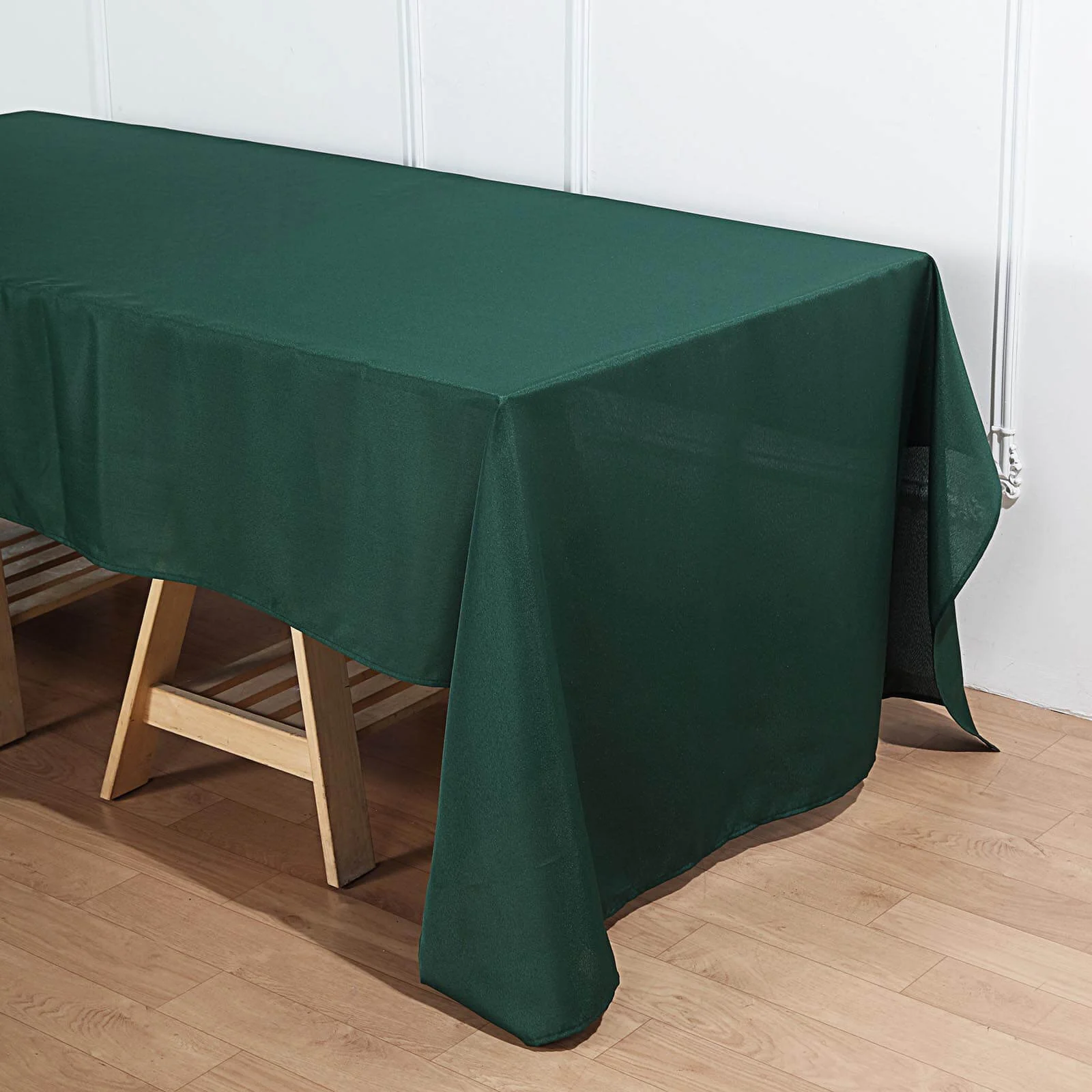Polyester Rectangle Tablecloth 60"x126" Hunter Emerald Green - Durable & Wrinkle-Resistant Table Cover - Image 6