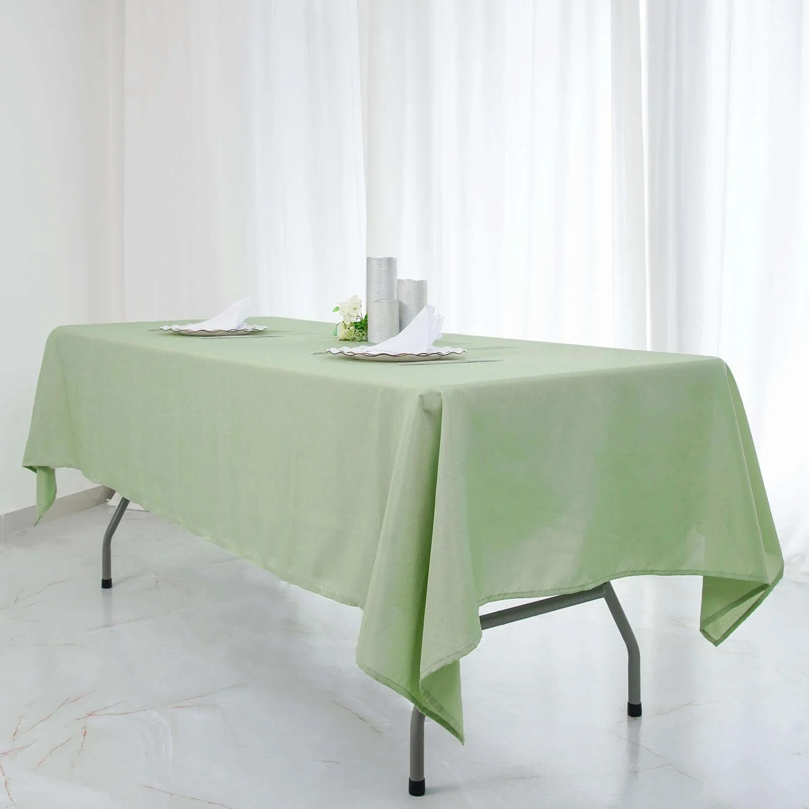 Polyester Rectangle Tablecloth 60"x126" Sage Green - Durable & Wrinkle-Resistant Table Cover - Image 4
