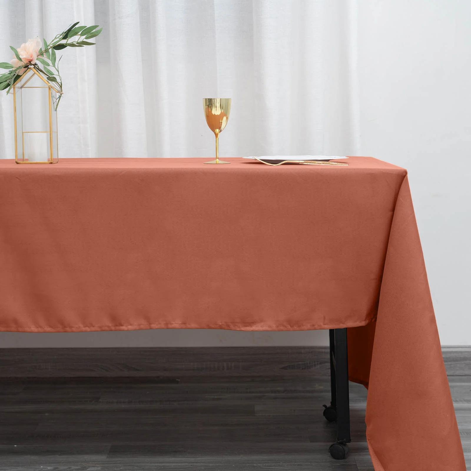 Polyester Rectangle Tablecloth 60"x126" Terracotta (Rust) - Durable & Wrinkle-Resistant Table Cover - Image 2