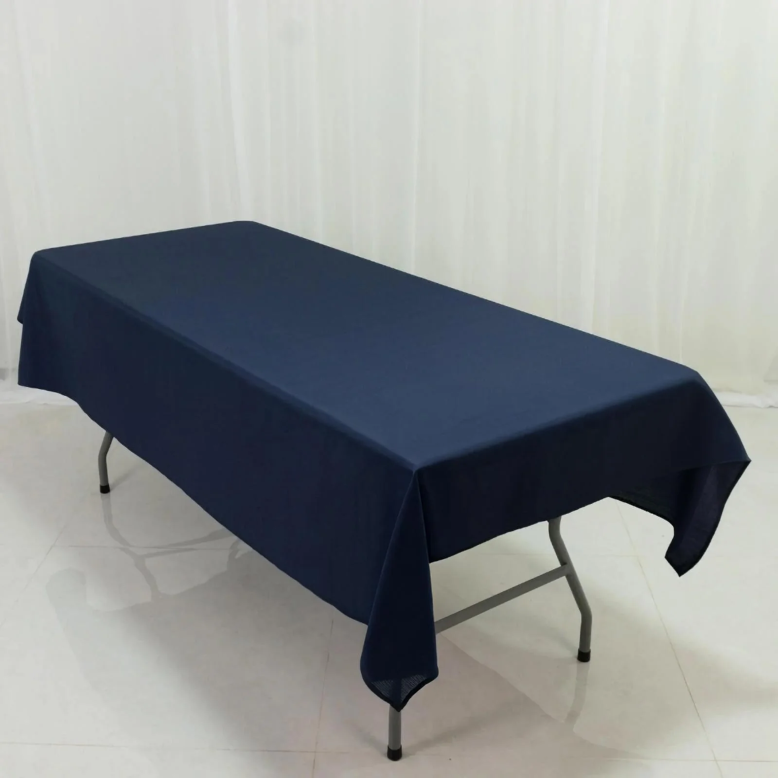 Navy Blue Polyester Rectangle Tablecloth 60"×84" – Wrinkle-Resistant, Durable Party / Event Table Cover