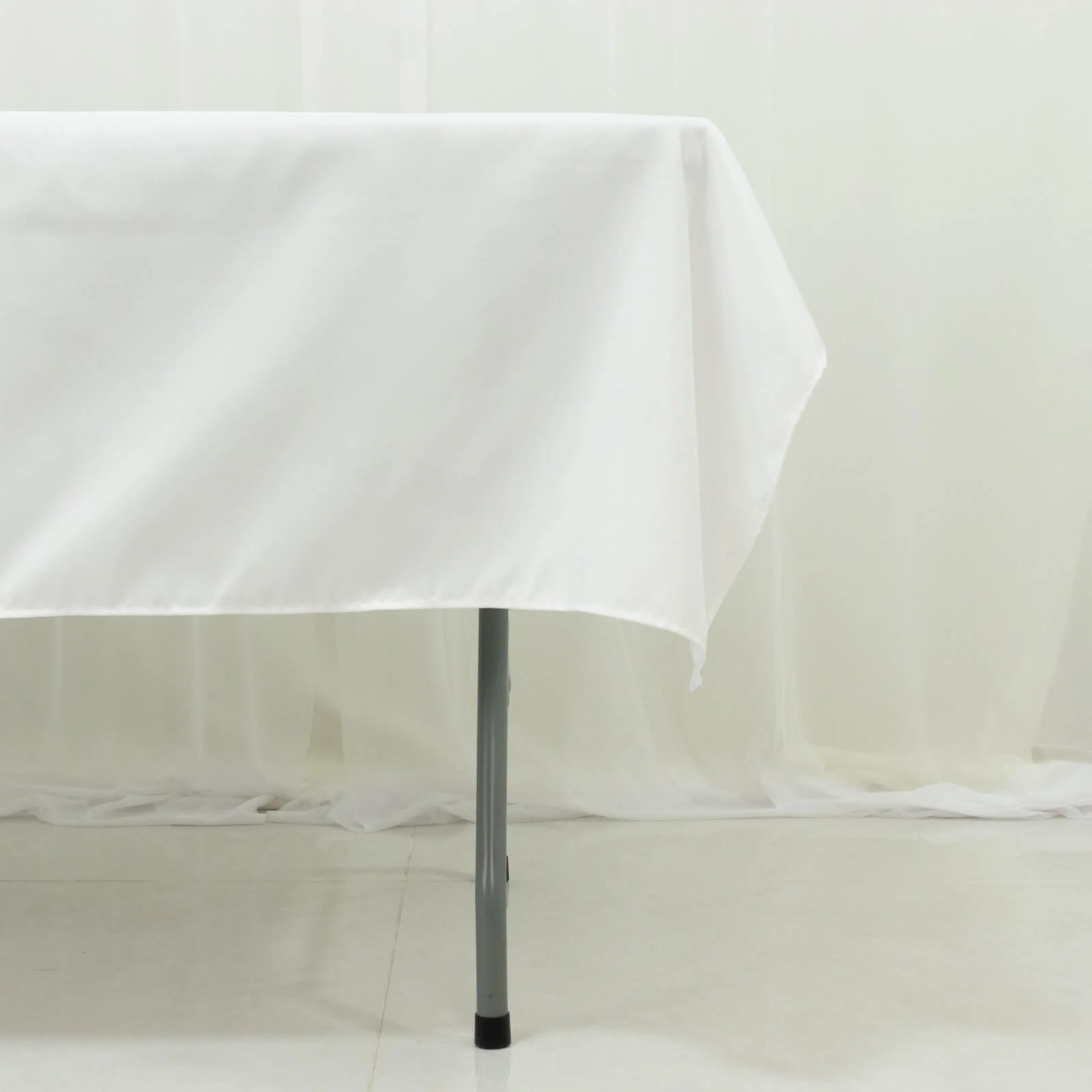 White Polyester Rectangle Tablecloth 60"×84" – Wrinkle-Resistant, Durable Party / Event Table Cover - Image 2