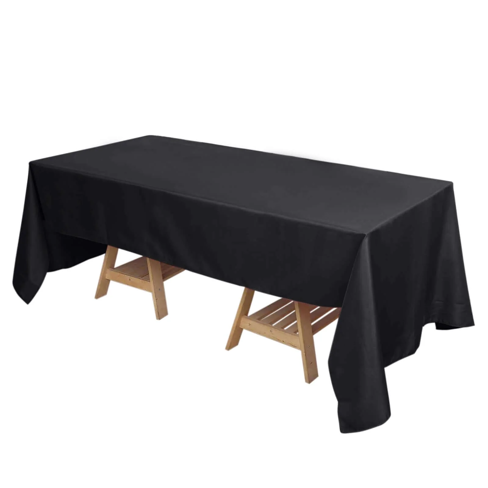 Polyester Rectangle Tablecloth 72"x120" Black with Wrinkle-Resistant Finish - Reusable and Polished Table Cover for Weddings & Events - Image 6