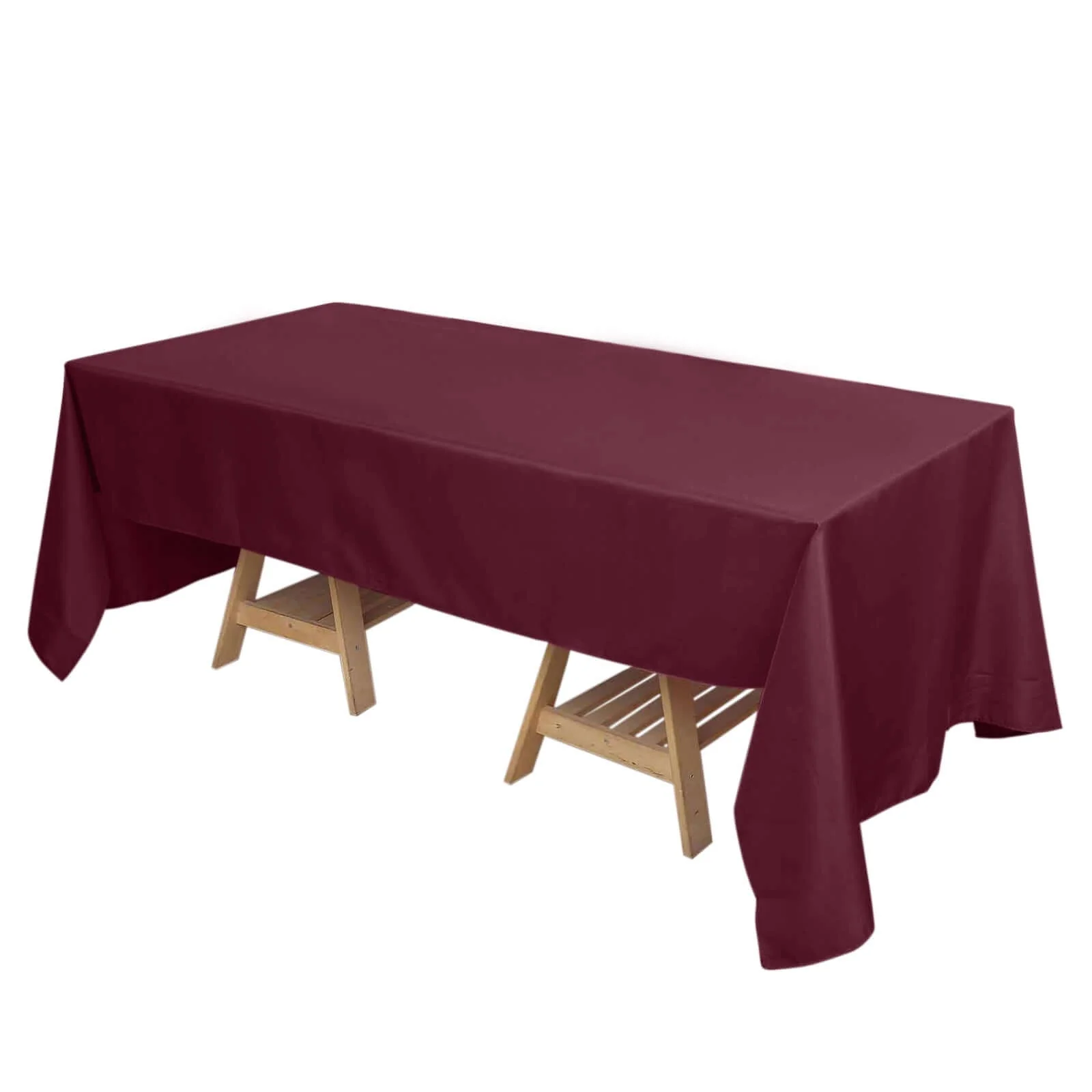 Polyester Rectangle Tablecloth 72"x120" Burgundy with Wrinkle-Resistant Finish - Reusable Table Cover - Image 4