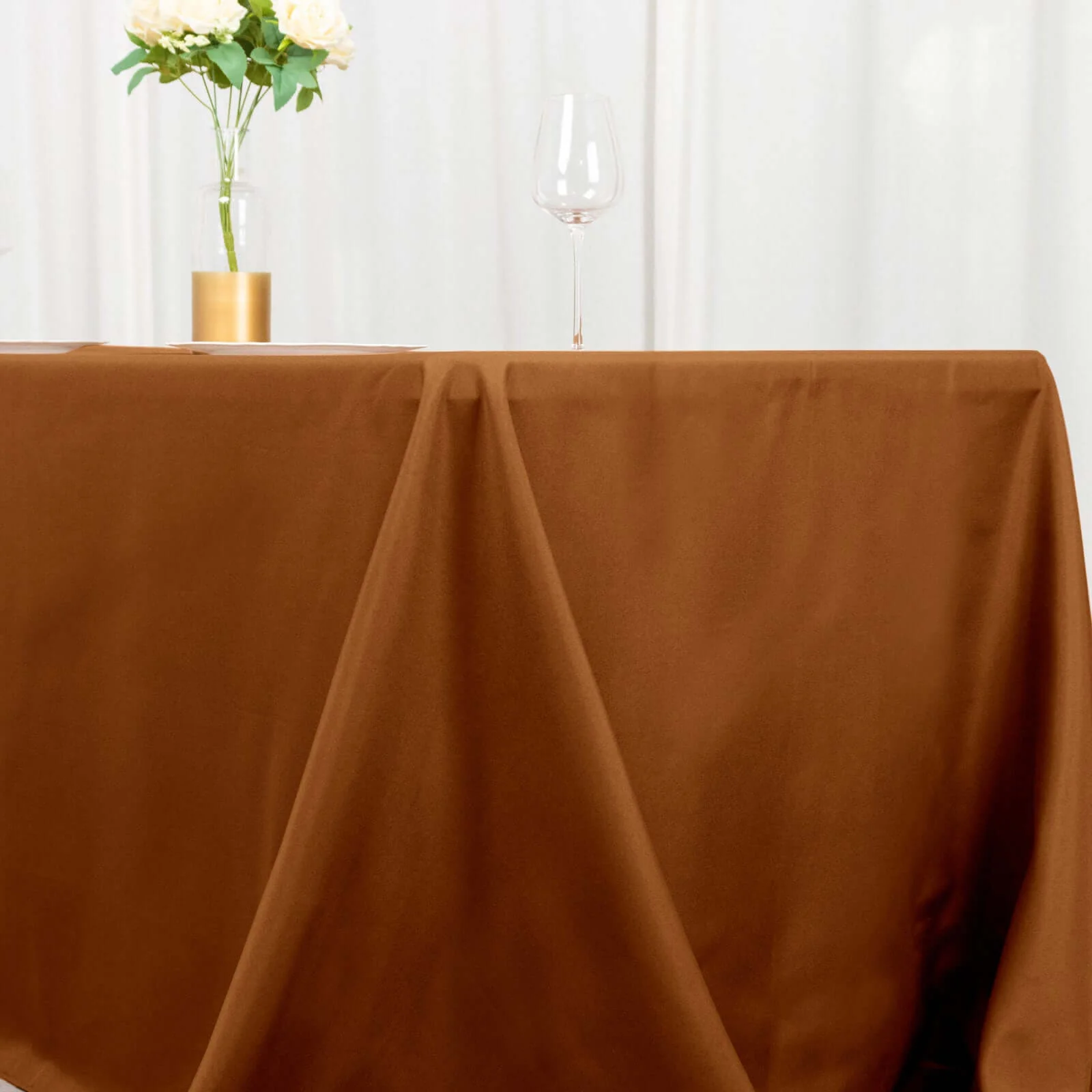 Polyester Rectangle Tablecloth 72"x120" Cinnamon Brown with Wrinkle-Resistant Finish - Reusable Table Cover - Image 2