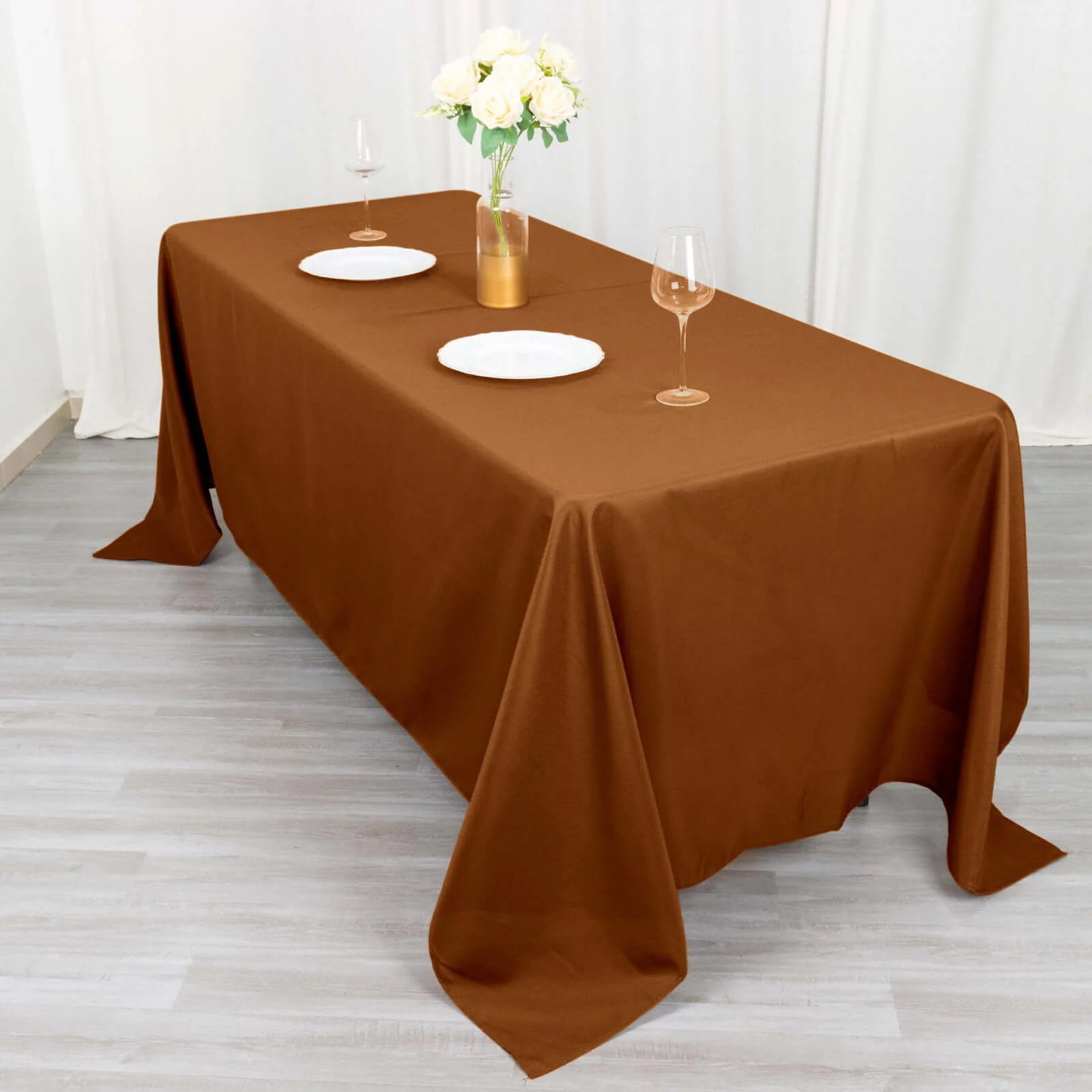 Polyester Rectangle Tablecloth 72"x120" Cinnamon Brown with Wrinkle-Resistant Finish - Reusable Table Cover - Image 3