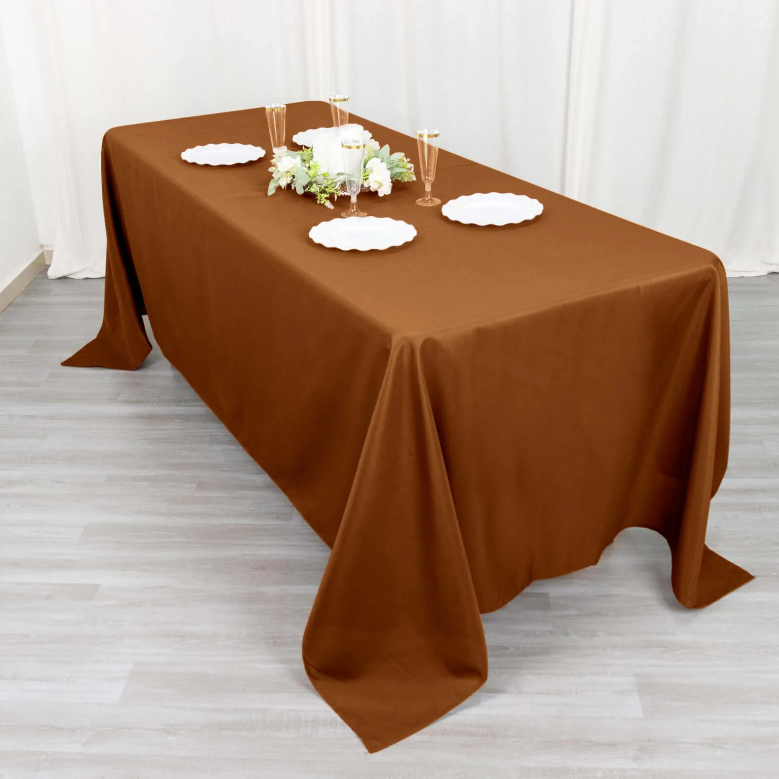 Polyester Rectangle Tablecloth 72"x120" Cinnamon Brown with Wrinkle-Resistant Finish - Reusable Table Cover - Image 8
