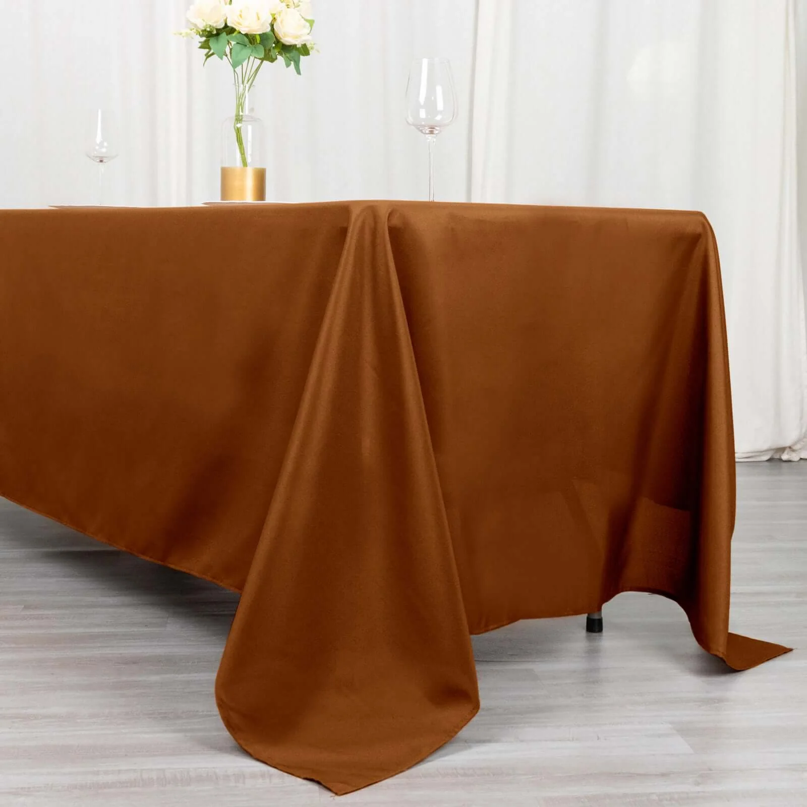 Polyester Rectangle Tablecloth 72"x120" Cinnamon Brown with Wrinkle-Resistant Finish - Reusable Table Cover - Image 9