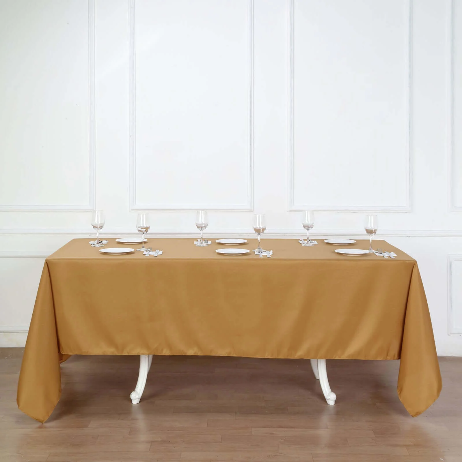 Polyester Rectangle Tablecloth 72"x120" Gold with Wrinkle-Resistant Finish - Reusable and Polished Table Cover for Weddings & Events