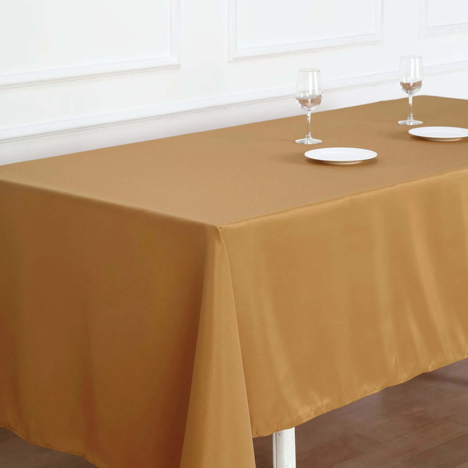 Polyester Rectangle Tablecloth 72"x120" Gold with Wrinkle-Resistant Finish - Reusable and Polished Table Cover for Weddings & Events - Image 3