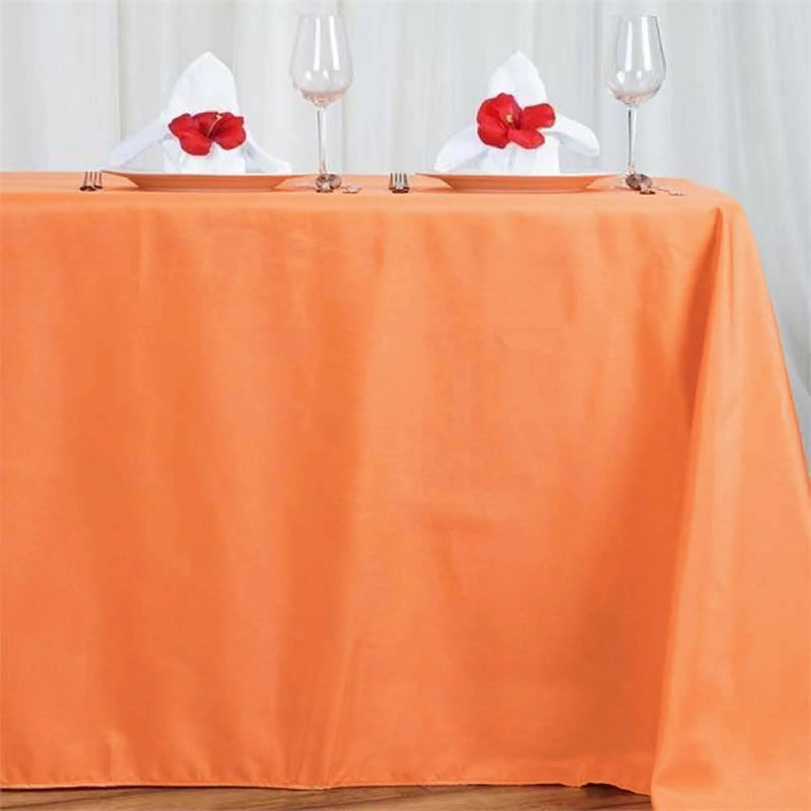 Polyester Rectangle Tablecloth 72"x120" Orange with Wrinkle-Resistant Finish - Reusable Table Cover