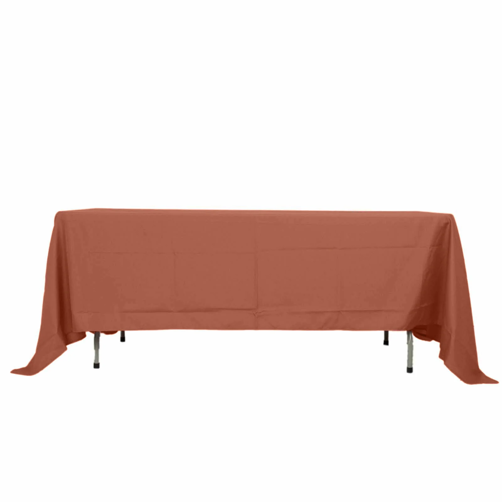Polyester Rectangle Tablecloth 72"x120" Terracotta (Rust) with Wrinkle-Resistant Finish - Reusable Table Cover - Image 6