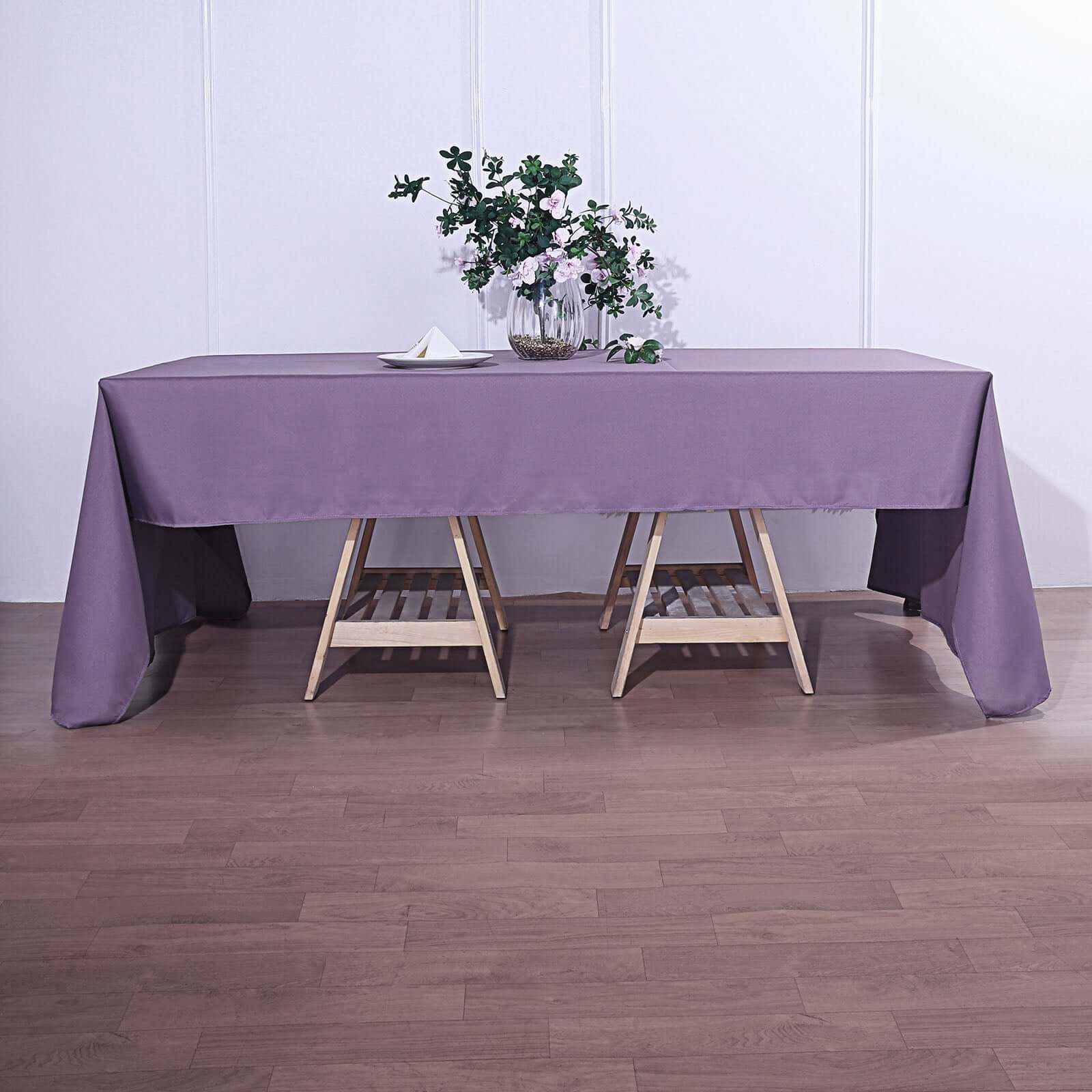 Polyester Rectangle Tablecloth 72"x120" Violet Amethyst with Wrinkle-Resistant Finish - Reusable Table Cover - Image 2