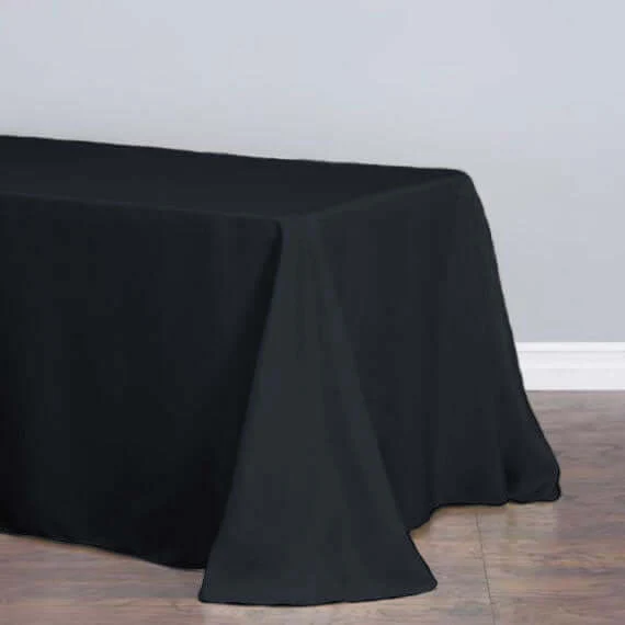 Polyester Rectangle Tablecloth 90"x132" Black with Rounded Corners - Seamless Finish