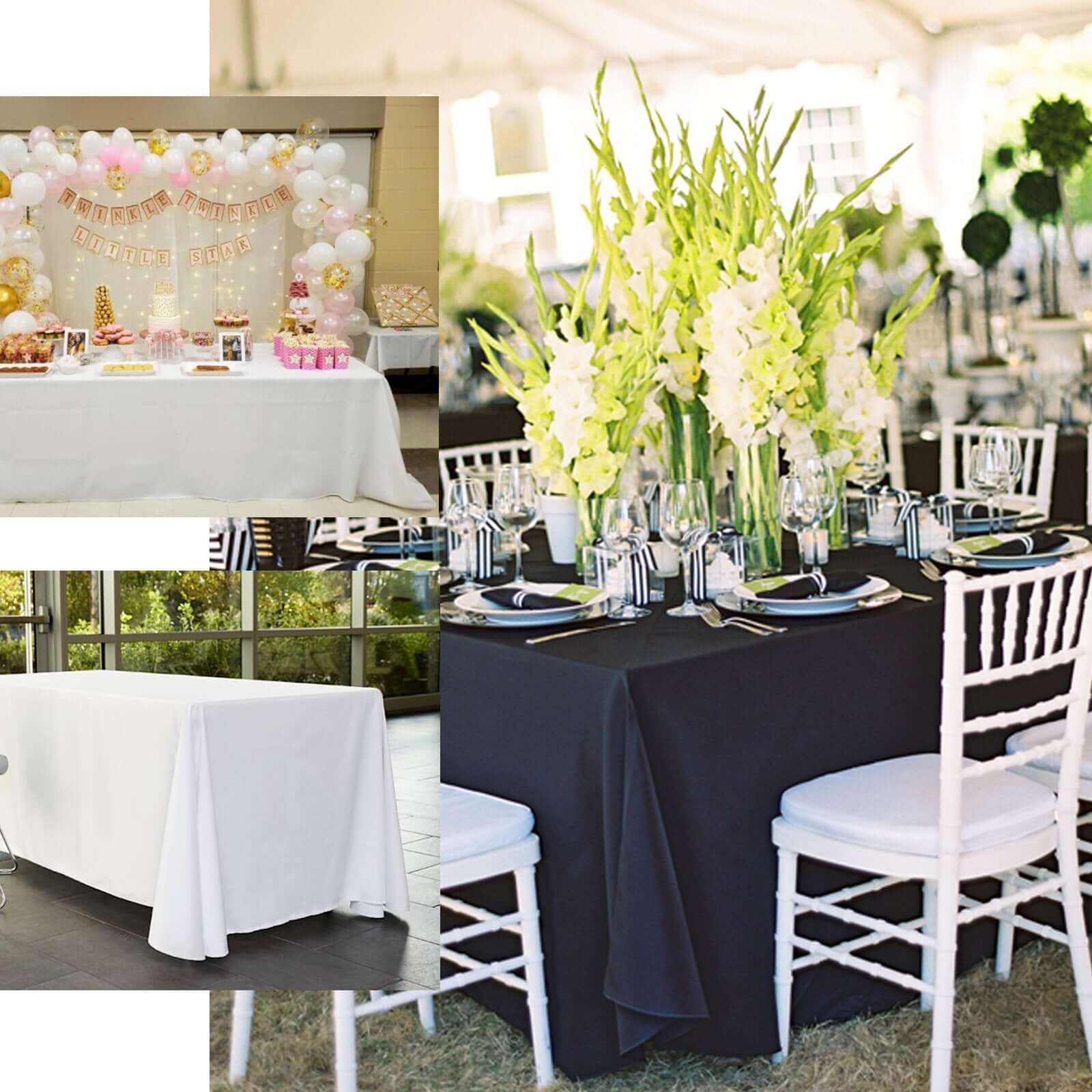 Polyester Rectangle Tablecloth 90"x132" Black with Rounded Corners - Seamless Finish - Image 5