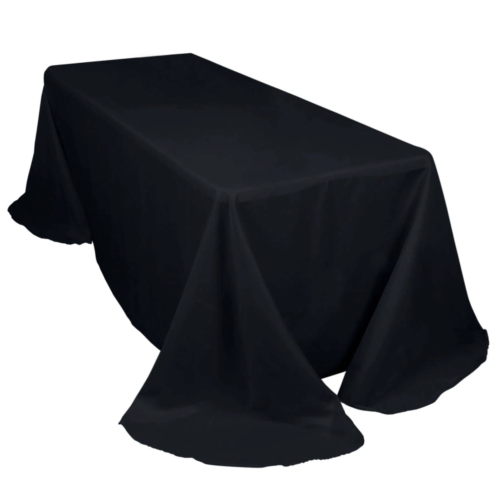 Polyester Rectangle Tablecloth 90"x132" Black with Rounded Corners - Seamless Finish - Image 6