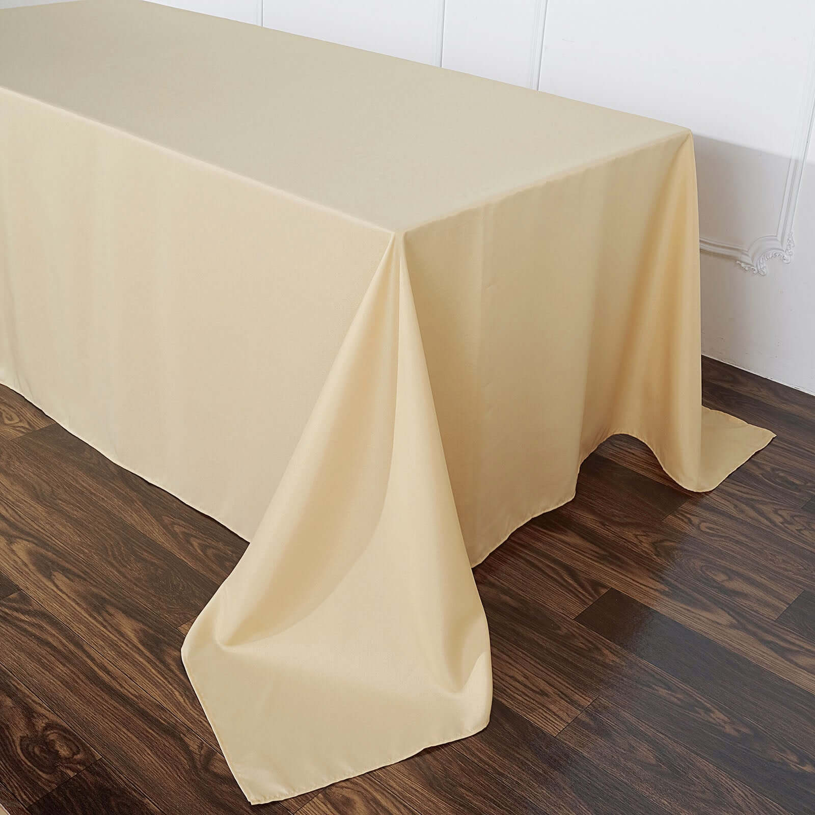 Polyester Rectangle Tablecloth 90"x132" Champagne with Seamless Finish - Image 7