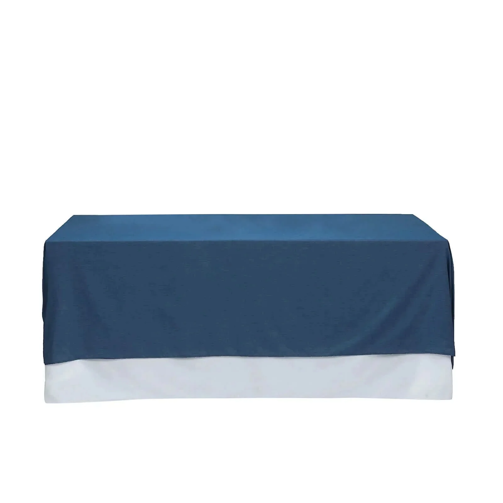 Polyester Rectangle Tablecloth 90"x132" Dark Denim Blue with Faux Denim Design - Seamless Finish for Chic Occasions - Image 6
