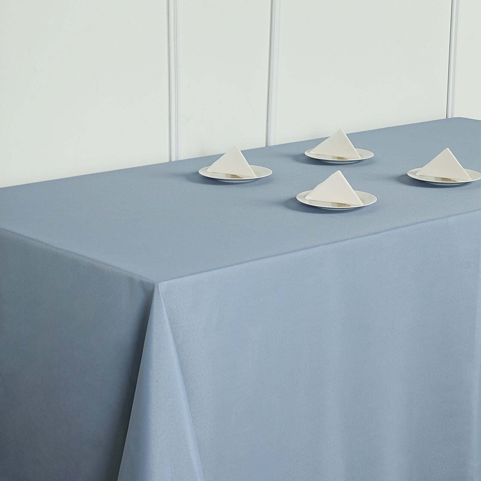 Polyester Rectangle Tablecloth 90"x132" Dusty Blue with Seamless Finish - Image 6