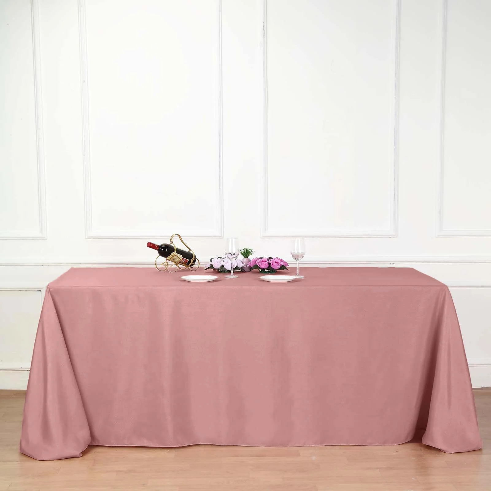 Polyester Rectangle Tablecloth 90"x132" Dusty Rose with Seamless Finish