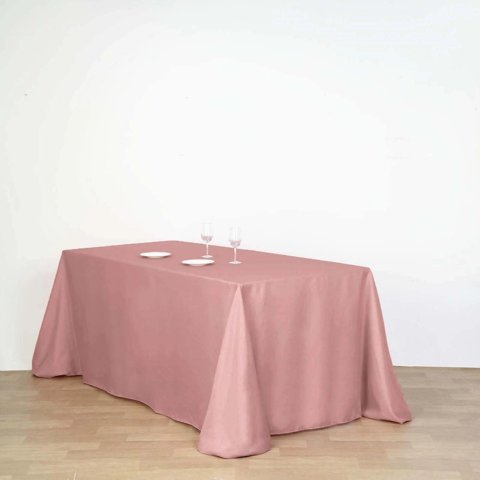 Polyester Rectangle Tablecloth 90"x132" Dusty Rose with Seamless Finish - Image 2