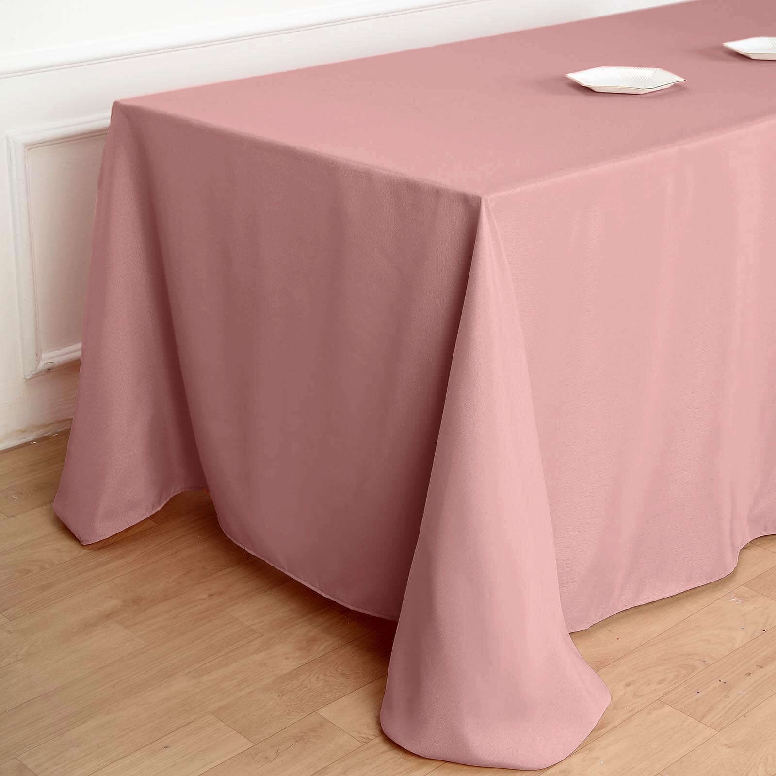 Polyester Rectangle Tablecloth 90"x132" Dusty Rose with Seamless Finish - Image 3
