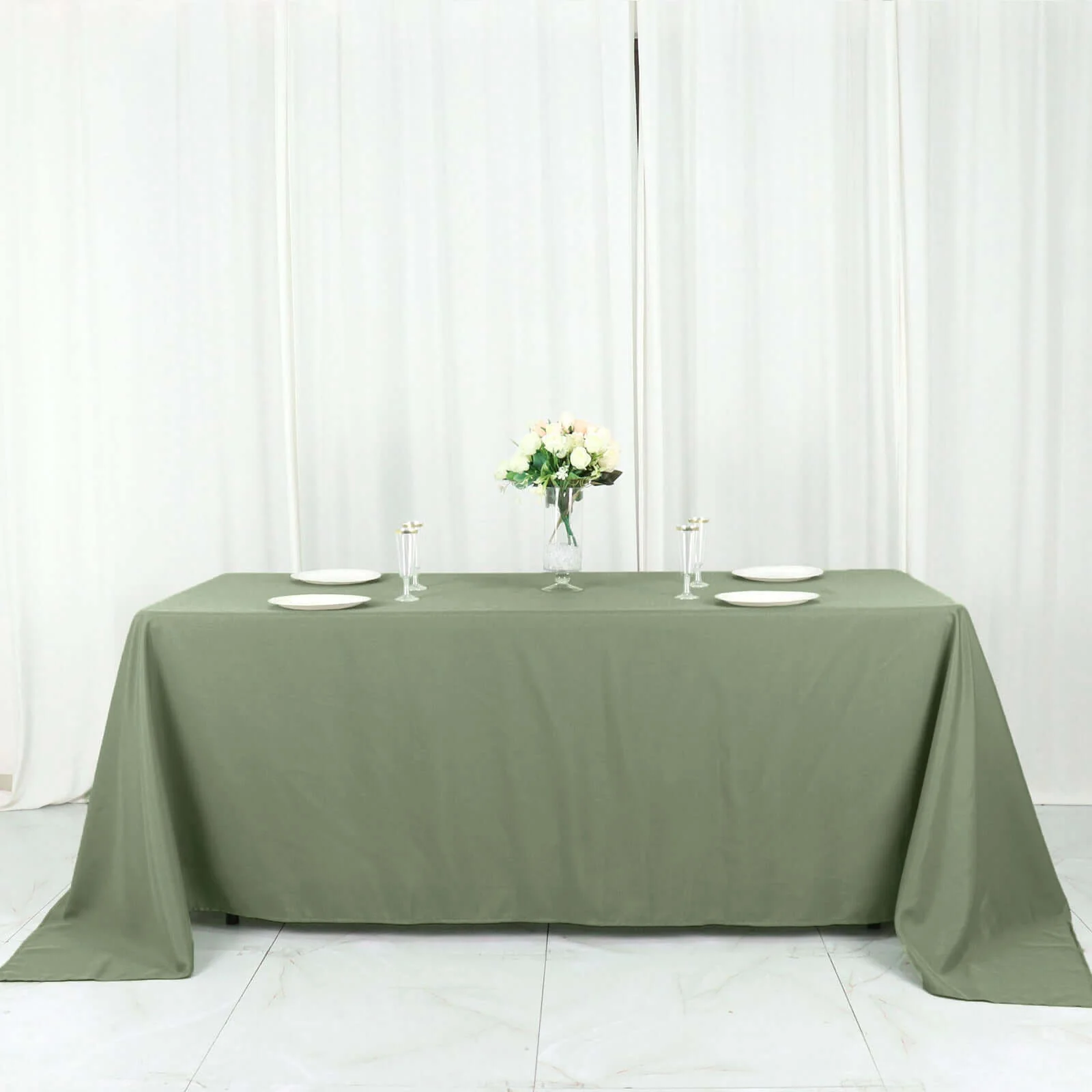 Polyester Rectangle Tablecloth 90"x132" Dusty Sage Green with Seamless Finish