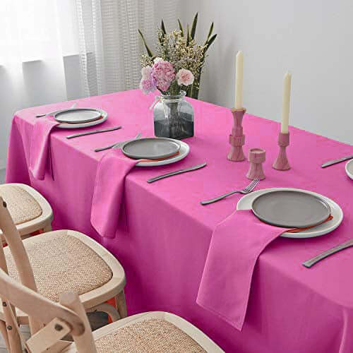 Polyester Rectangle Tablecloth 90"x132" Fuchsia with Seamless Finish - Image 3