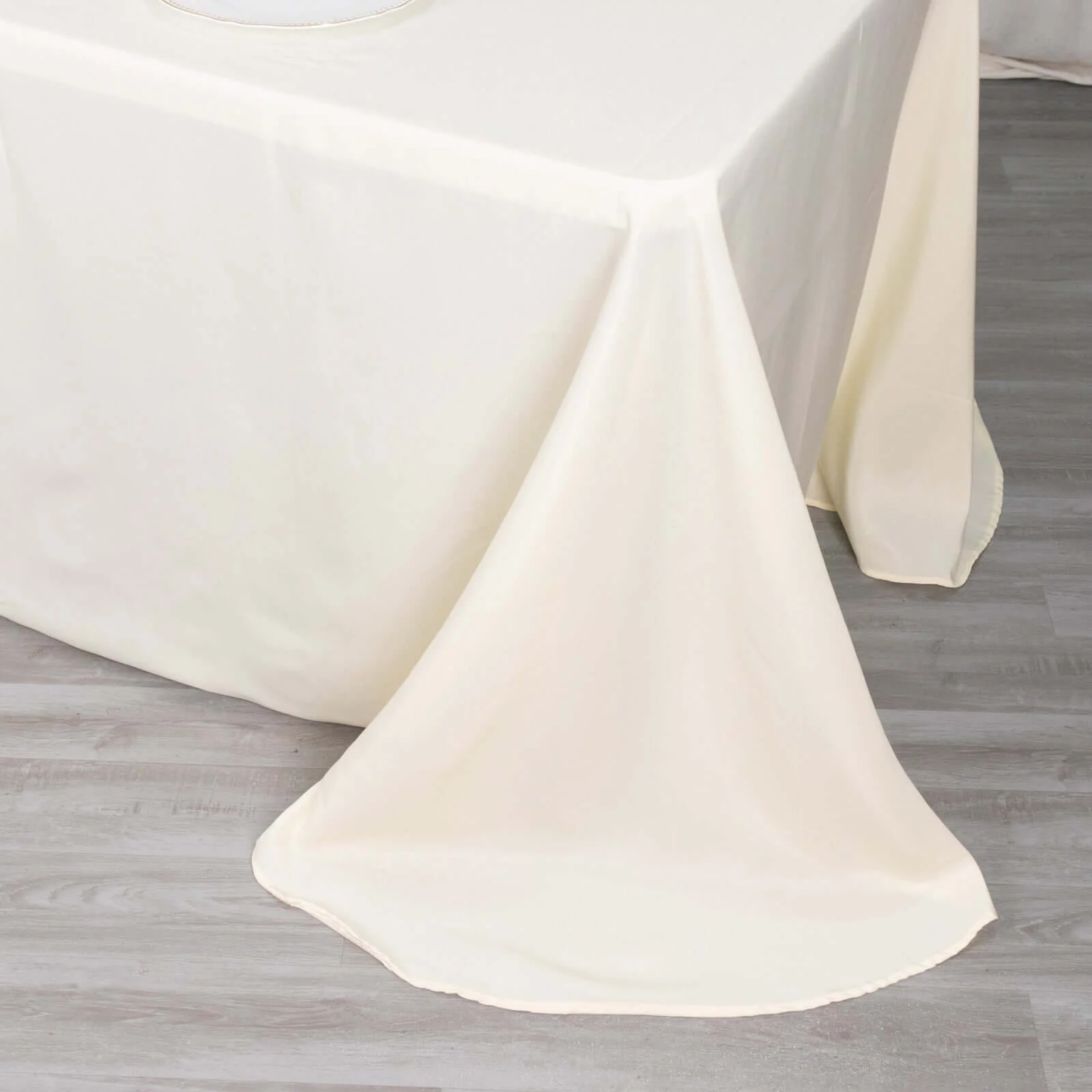 Polyester Rectangle Tablecloth 90"x132" Ivory with Rounded Corners - Seamless Finish - Image 8
