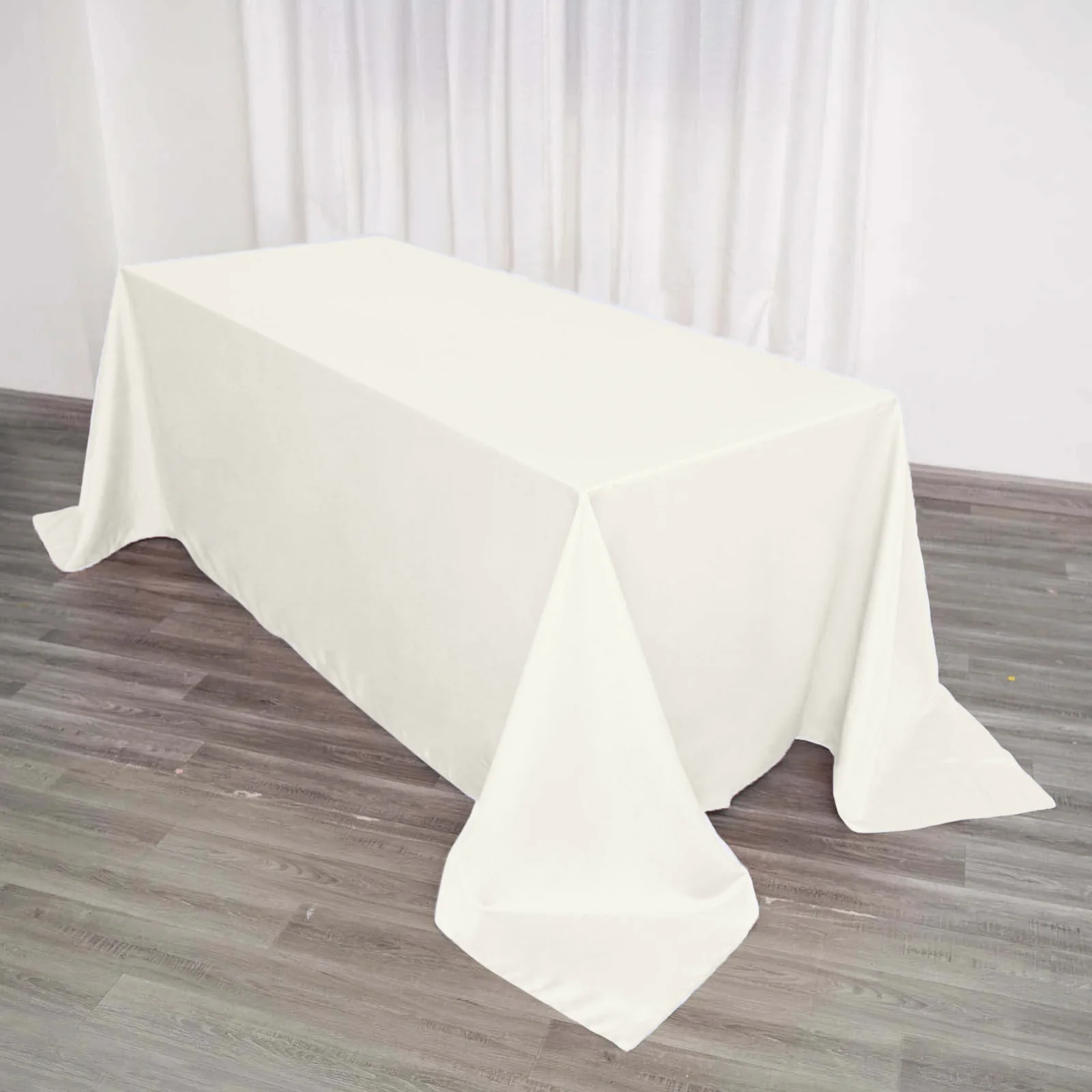 Polyester Rectangle Tablecloth 90"x132" Ivory with Seamless Finish - Image 6
