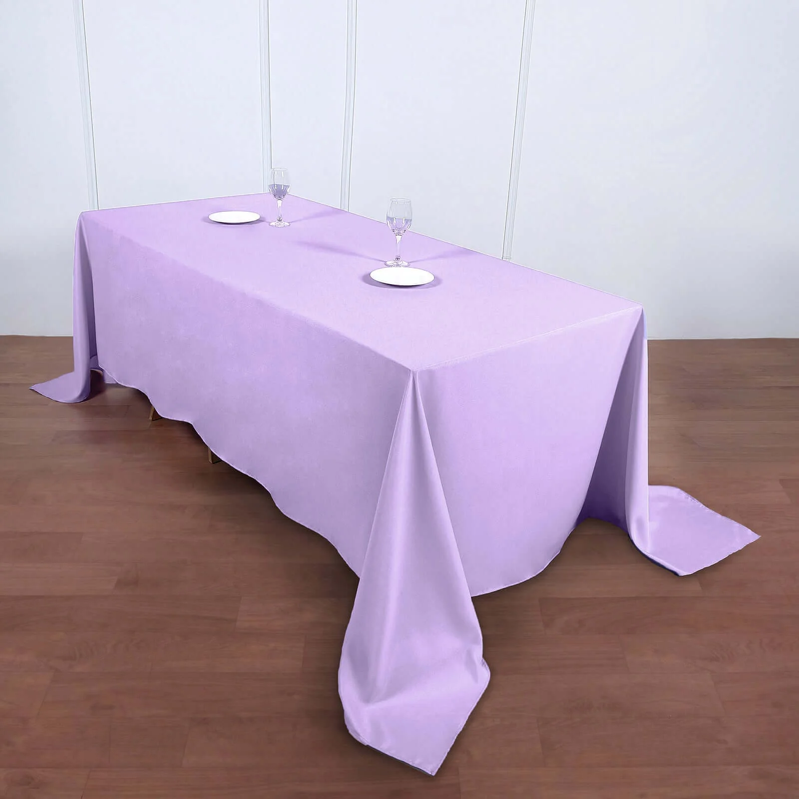 Polyester Rectangle Tablecloth 90"x132" Lavender Lilac with Seamless Finish - Image 2