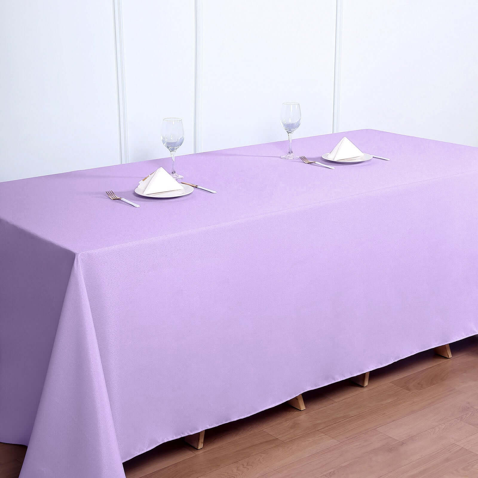 Polyester Rectangle Tablecloth 90"x132" Lavender Lilac with Seamless Finish - Image 3
