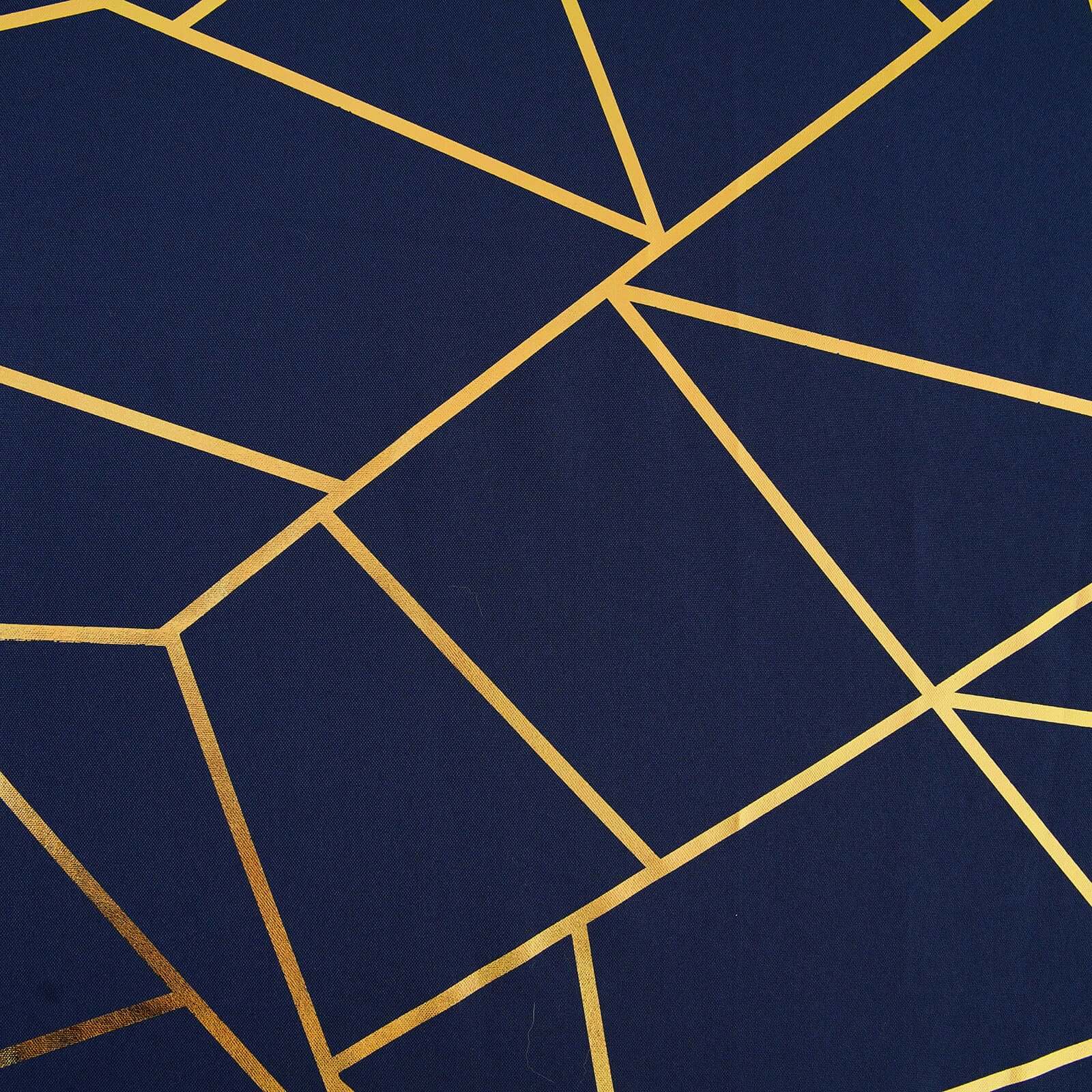Polyester Rectangle Tablecloth 90"x132" Navy Blue with Gold Foil Geometric Pattern - Seamless & Wrinkle-Resistant Table Cover - Image 11