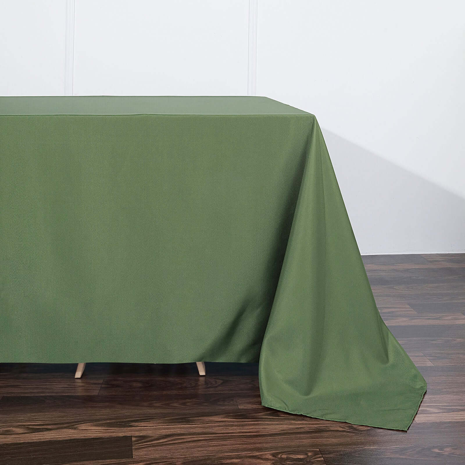 Polyester Rectangle Tablecloth 90"x132" Olive Green with Seamless Finish - Image 3