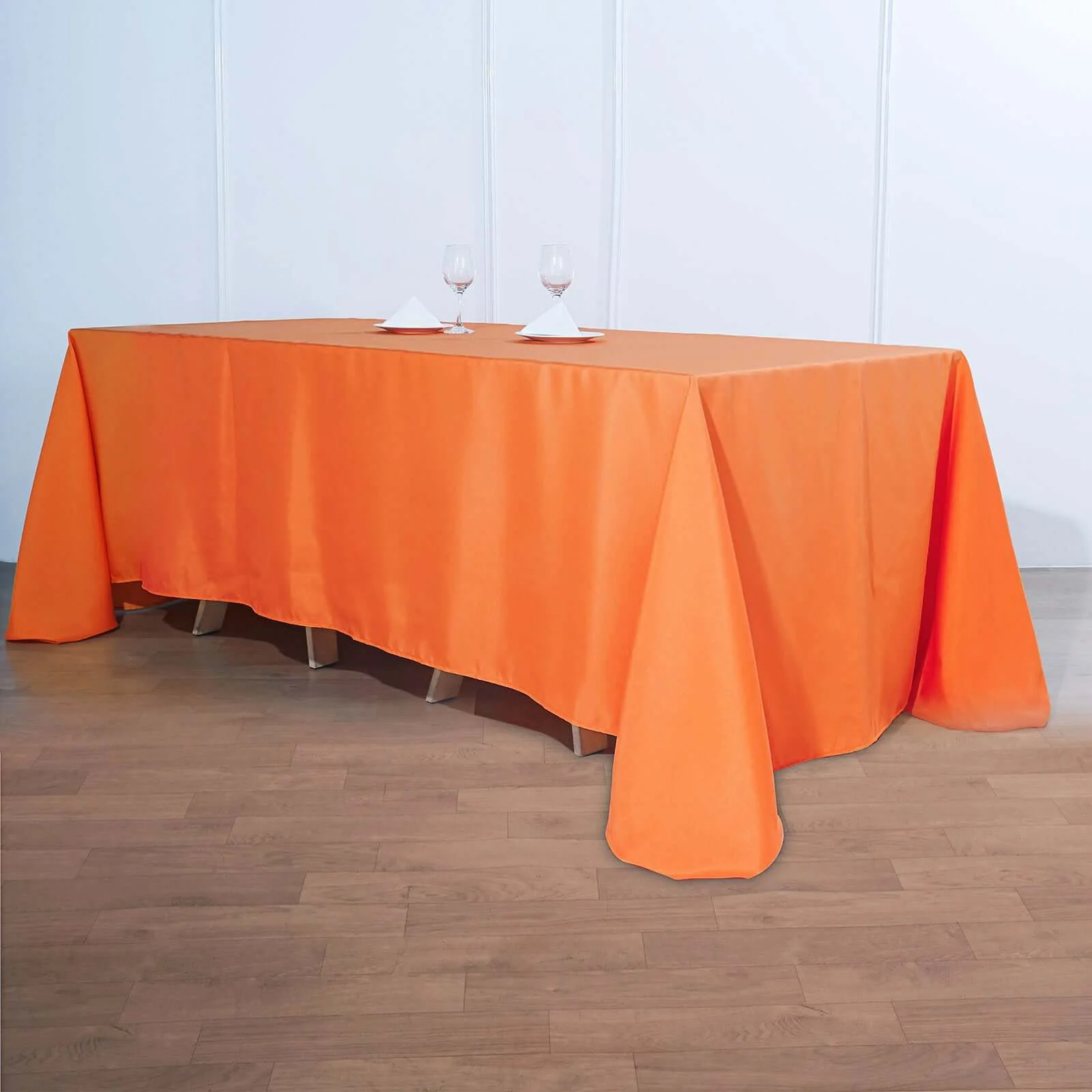 Polyester Rectangle Tablecloth 90"x132" Orange with Seamless Finish - Image 7