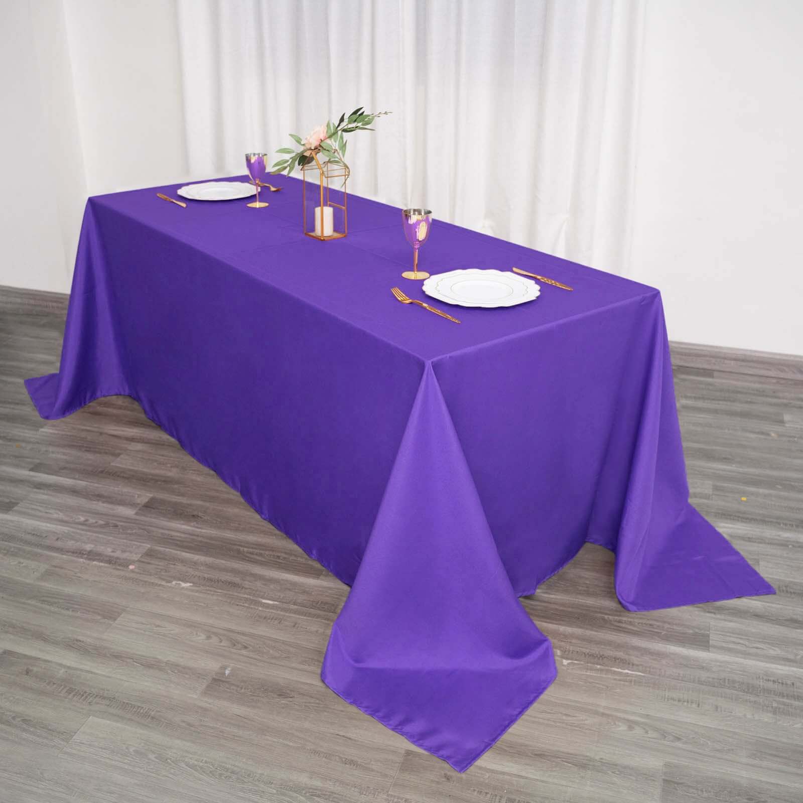 Polyester Rectangle Tablecloth 90"x132" Purple with Seamless Finish - Image 2