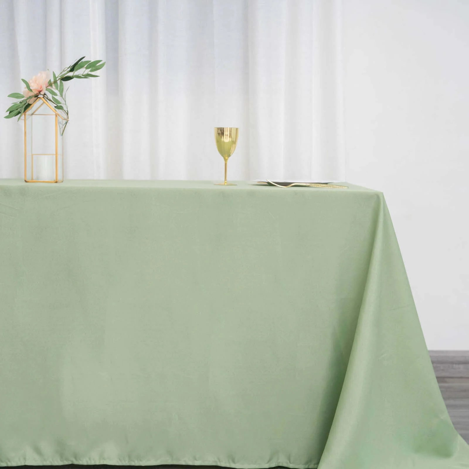 Polyester Rectangle Tablecloth 90"x132" Sage Green with Seamless Finish - Image 2