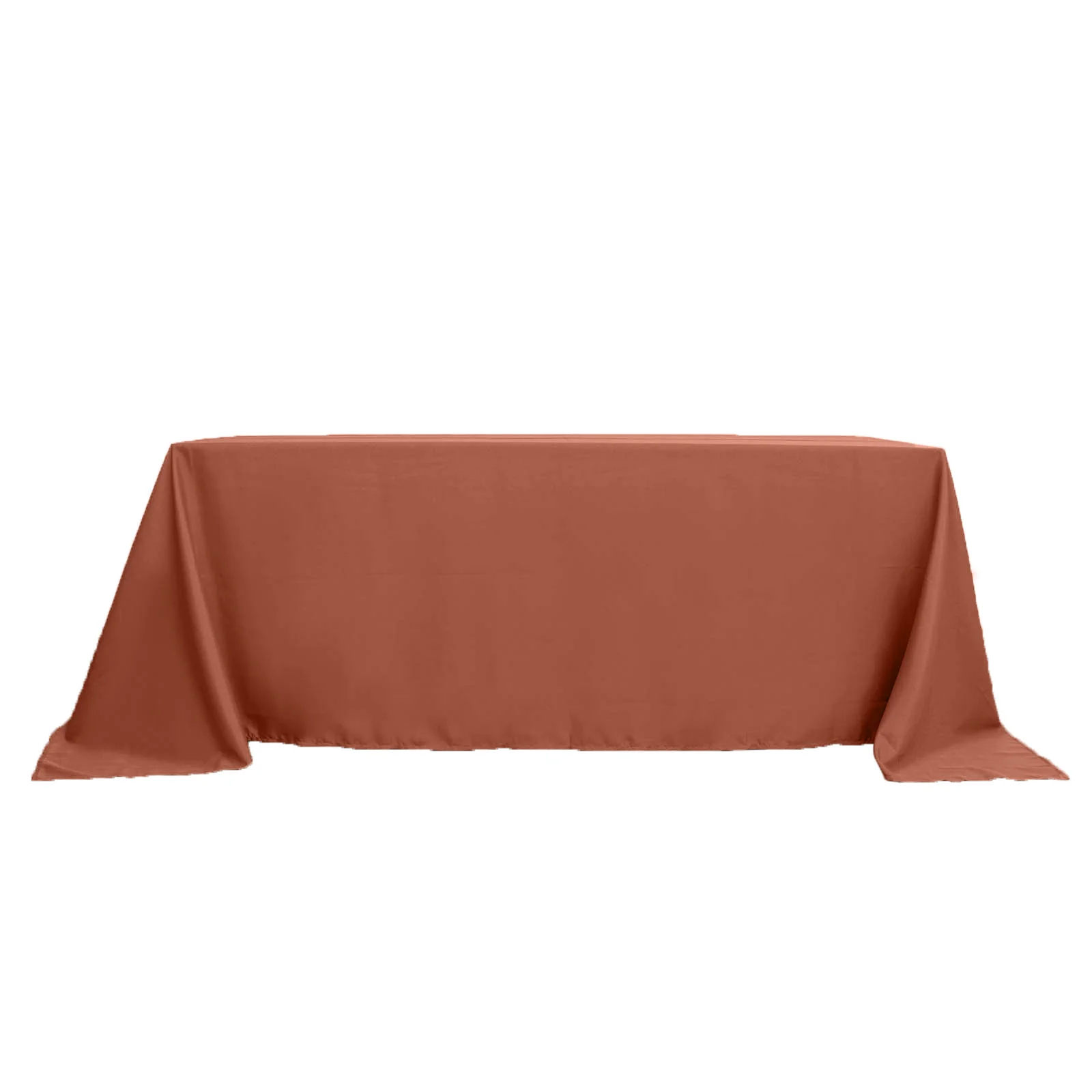 Polyester Rectangle Tablecloth 90"x132" Terracotta (Rust) with Seamless Finish - Image 6
