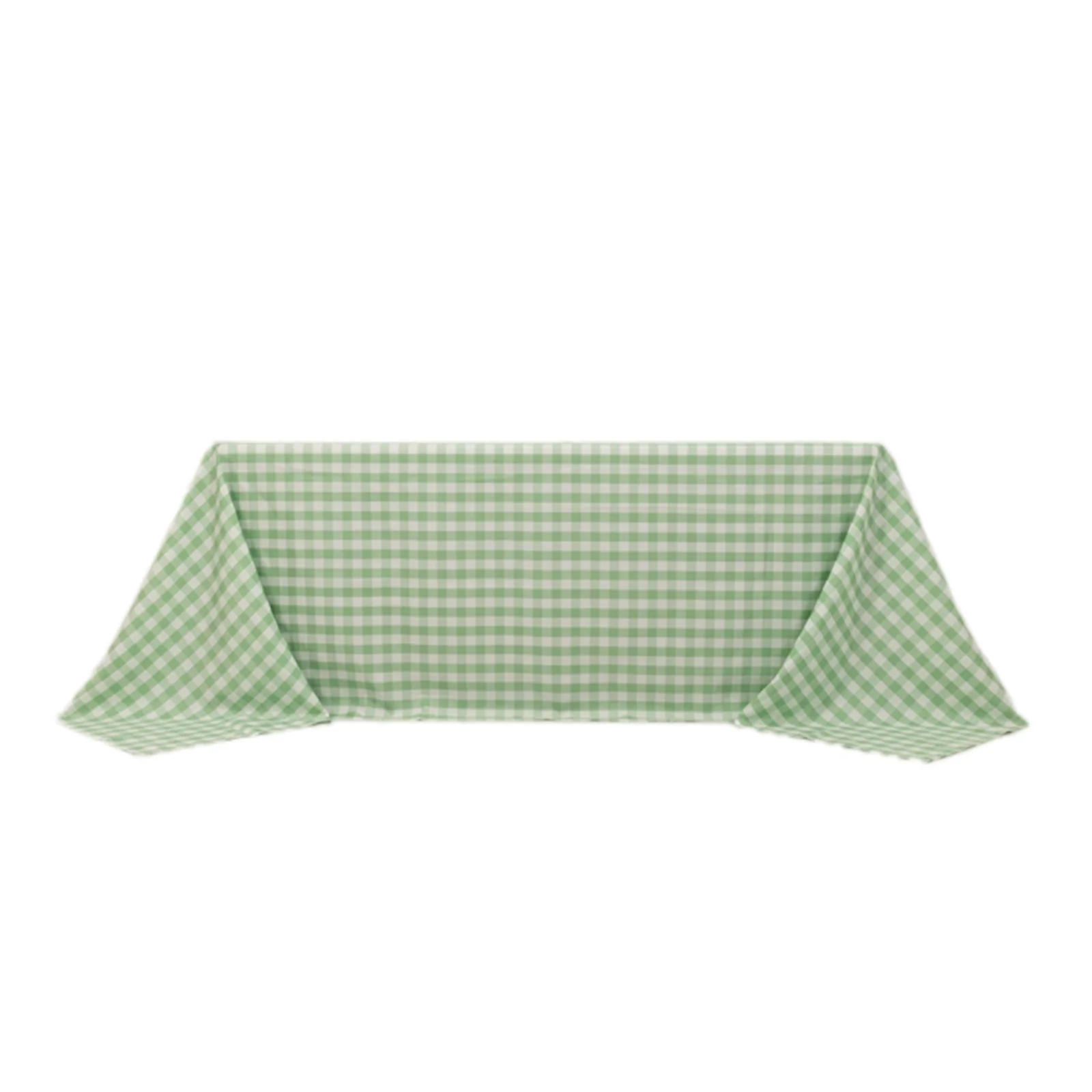 Polyester Rectangle Tablecloth 90"x132" White/Sage Green Checkered Buffalo Plaid Table Cover - Image 7