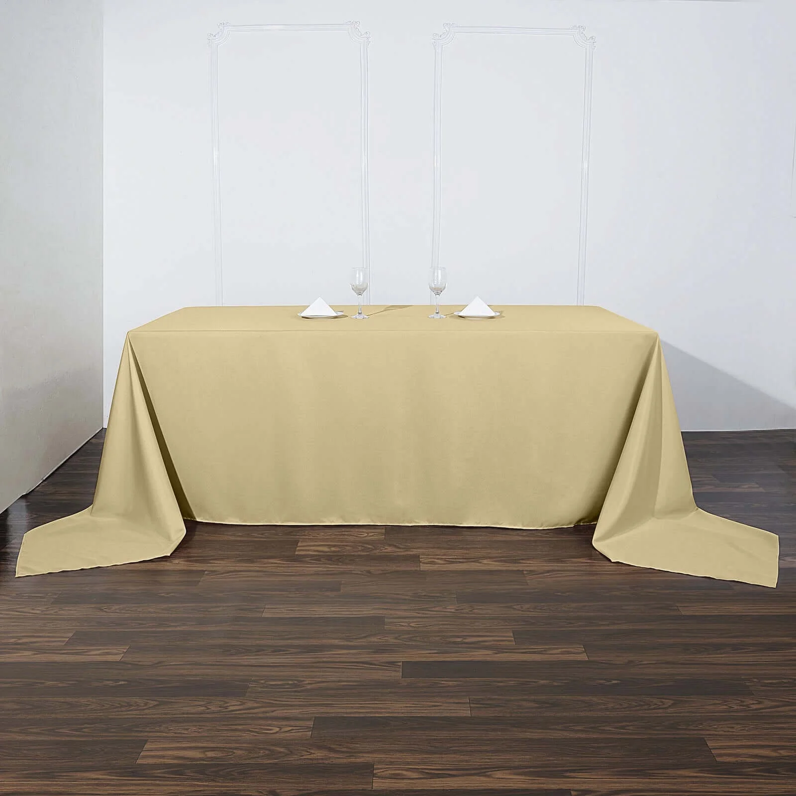 Polyester Rectangle Tablecloth 90"x156" Champagne with Seamless Finish