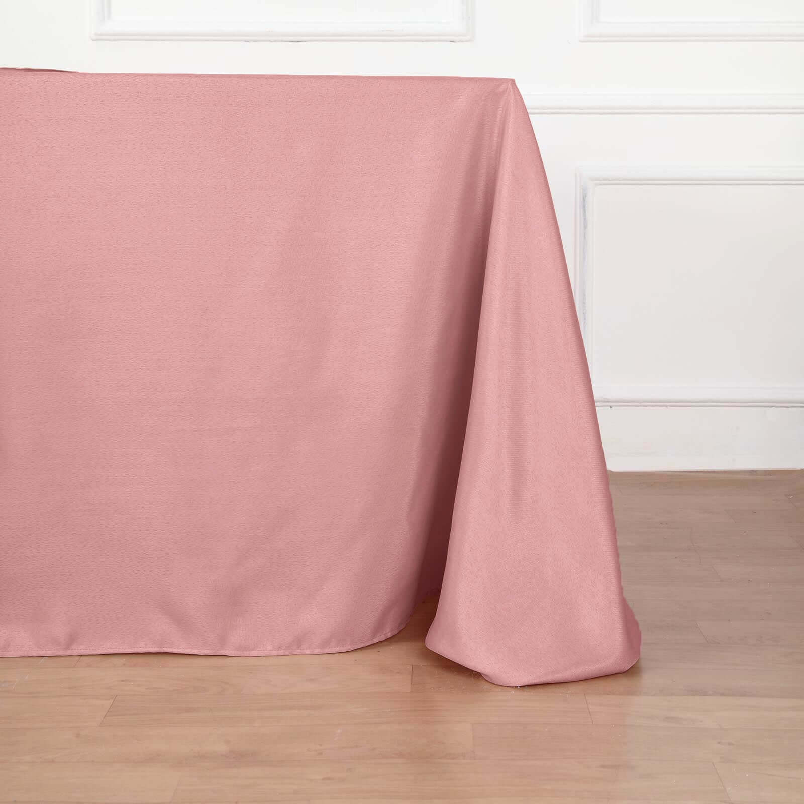 Polyester Rectangle Tablecloth 90"x156" Dusty Rose with Seamless Finish - Image 7
