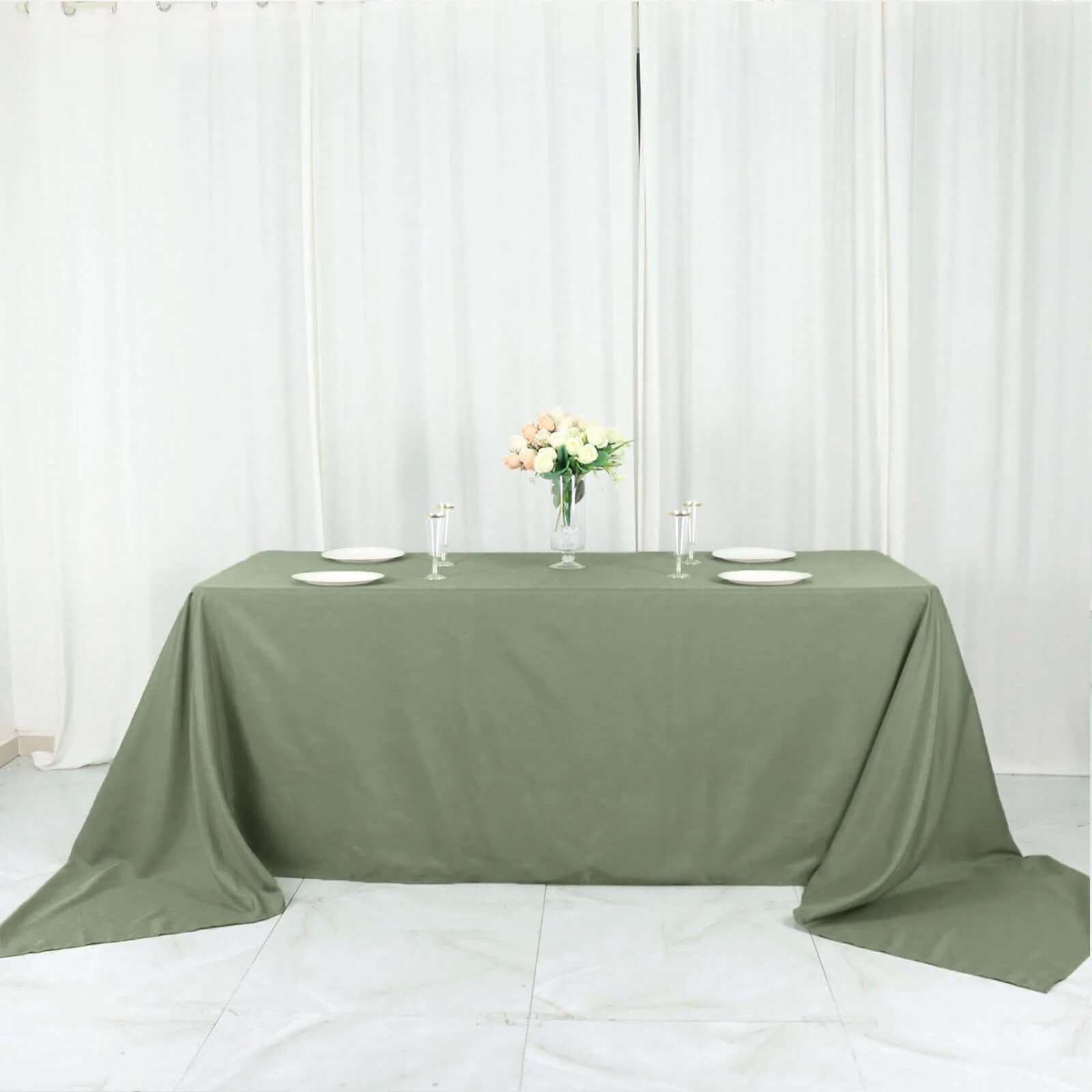 Polyester Rectangle Tablecloth 90"x156" Dusty Sage Green with Seamless Finish
